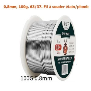 0,8mm, 100g, 63/37. Fil à souder étain/plomb